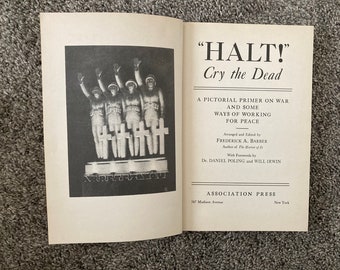 ANTI WAR Essay Book:  Halt--Cry the Dead, 1935 -- Powerful, First Ed -- or