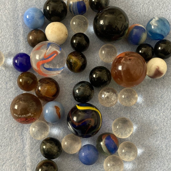 Glass MARBLES:  Vintage and Antique Lot --Opaque and Clear - or