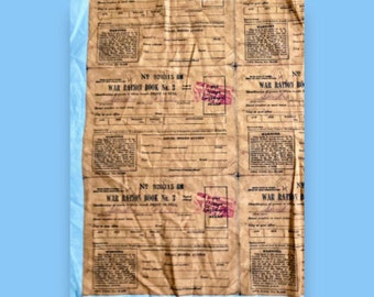 RATION BOOK Blues:  World War 2 Novelty Fabric - LA