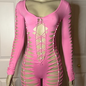 Bubble gum pink braided romper