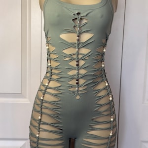 Sage green braided romper