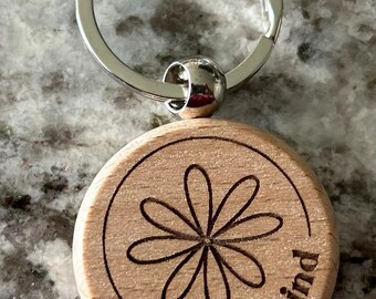 Laser Engraved 'Be Kind' Beechwood Keychain