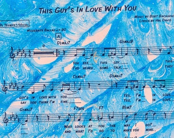 This Guy's (STILL) in Love with YOU- handmade marbled sheet music