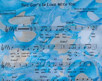 This Guy's in Love with YOU- handmade marbled sheet music
