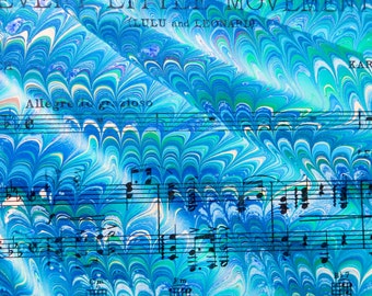 Color Movement - hand marbled vintage sheet music