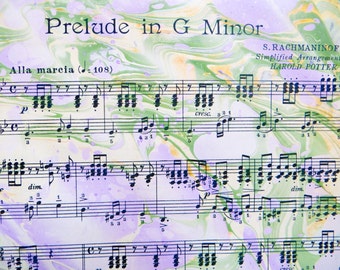 Prelude in Lavender - handmade marbled sheet music