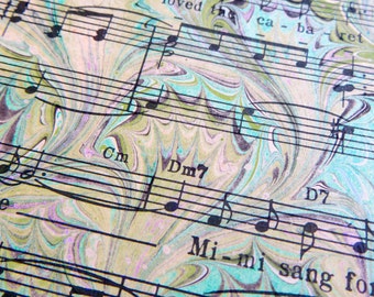 Mimi the Frog - Hand marbled vintage sheet music