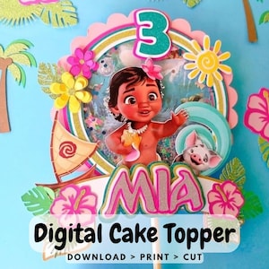 Moana Baby Kuchen Topper DIY Disney Party Dekoration Silhouette - Digitale Datei