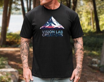 Mountain Aurora Gradient T-Shirt: Nature Hiking Tee