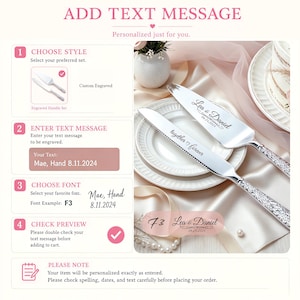 Custom Wedding Cake Serving Set, Personalized Cake Knife and Server, Engraved Wedding Cake Cutting Set, Bride and Groom Gift image 10