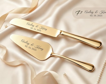 Personalized Wedding Cake Cutting Set, Engraved Cake Knife & Server, Custom Wedding Cake Utensils, Bridal Shower Gift