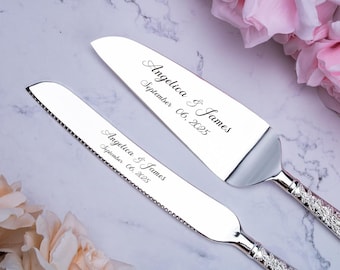 Set personalizzato per il taglio della torta nuziale: elegante posate, coltello e cucchiaio