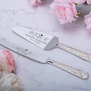 Personalized Cake Knife And Server Set ,Custom Cake Server, Elegant Bridal Pastry Knife, Cake Cutting Utensils, Anniversary Gifts