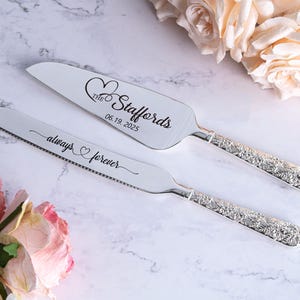 Custom Wedding Cake Knife Gift Set, Personalized Cake Cutting Serving, Cake Server Knife Set, Bride And Groom Gift, Wedding Gift For Couples