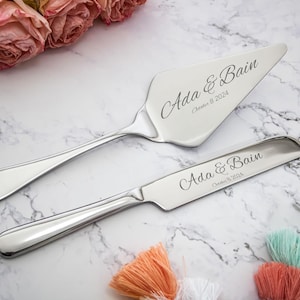 Engraved Wedding Cake Knife Set: Personalized Stainless Steel Keepsake