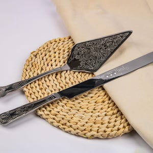Personalized Wedding Cake Cutting Set: Engraved Stainless Steel Knife & Server