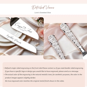 Custom Wedding Cake Serving Set, Personalized Cake Knife and Server, Engraved Wedding Cake Cutting Set, Bride and Groom Gift image 9