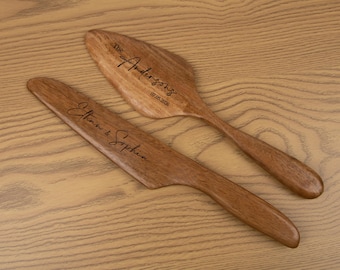 Set di coltelli e posate per torta personalizzati, coltello inciso personalizzato e coltello per torta moderno inciso per regalo di anniversario di matrimonio, set per torta nuziale