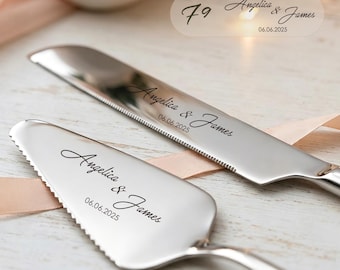 Personalized Wedding Cake Cutting Set, Engraved Cake Knife & Server, Custom Wedding Cake Utensils, Bridal Shower Gift