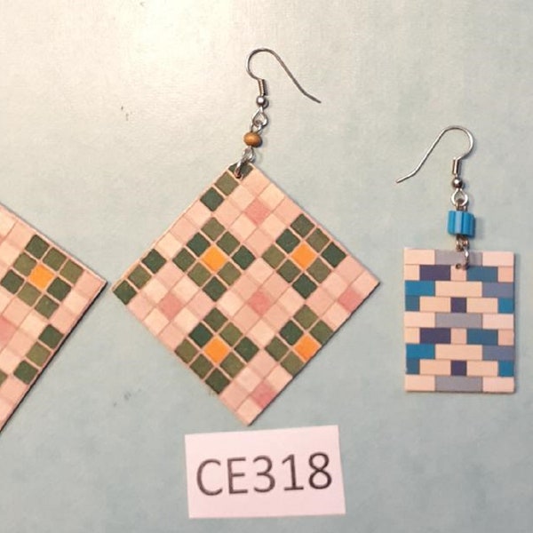 Two fun & unusual pairs of card earrings made from all recycled/re-purposed materials.