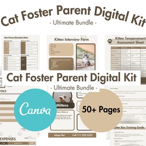 Könnte beinhalten: Ein digitales Kit für Katzen-Pflegeeltern mit über 50 Seiten druckbarer Formulare und Anleitungen. Das Kit enthält ein neues Informationsblatt für den Besitzer, ein Kitten-Interview-Formular, ein Kitten-Temperament-Bewertungsblatt, einen Katzenklo-Trainingsleitfaden und vieles mehr. Das Kit wurde entwickelt, um Pflegeeltern bei der Betreuung von Kätzchen und der Vorbereitung auf die Adoption zu unterstützen. Das Kit kann in Canva bearbeitet werden.