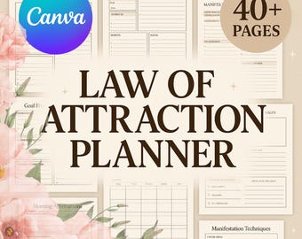 Law of Attraction Planner Canva: Manifestation Journal & Vision Board (Digital PDF)