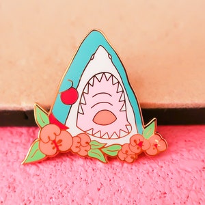 Shark Peonies Enamel Pin image 3