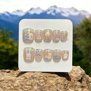BLUEBERRY DUCKS Press-On Nails, Large