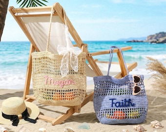 Sacs-cadeaux de demoiselle d'honneur, sac fourre-tout de plage personnalisé, sac de plage en paille, proposition de demoiselle d'honneur, faveur de mariage, sac de plage de voyage, cadeau de voyage EVJF