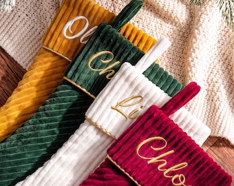 2026 Personalized Corduroy Christmas Stocking, Custom Embroidered Name Stocking, Family Christmas Decor