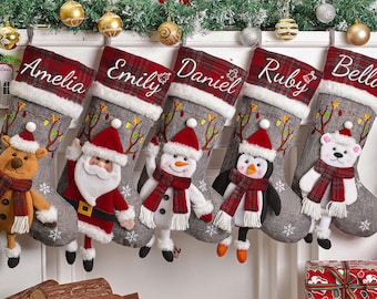 Personalized 3D Christmas Stockings,Embroidered Christmas Stockings,Custom Family Christmas Stocking With Name,Monogram Stocking