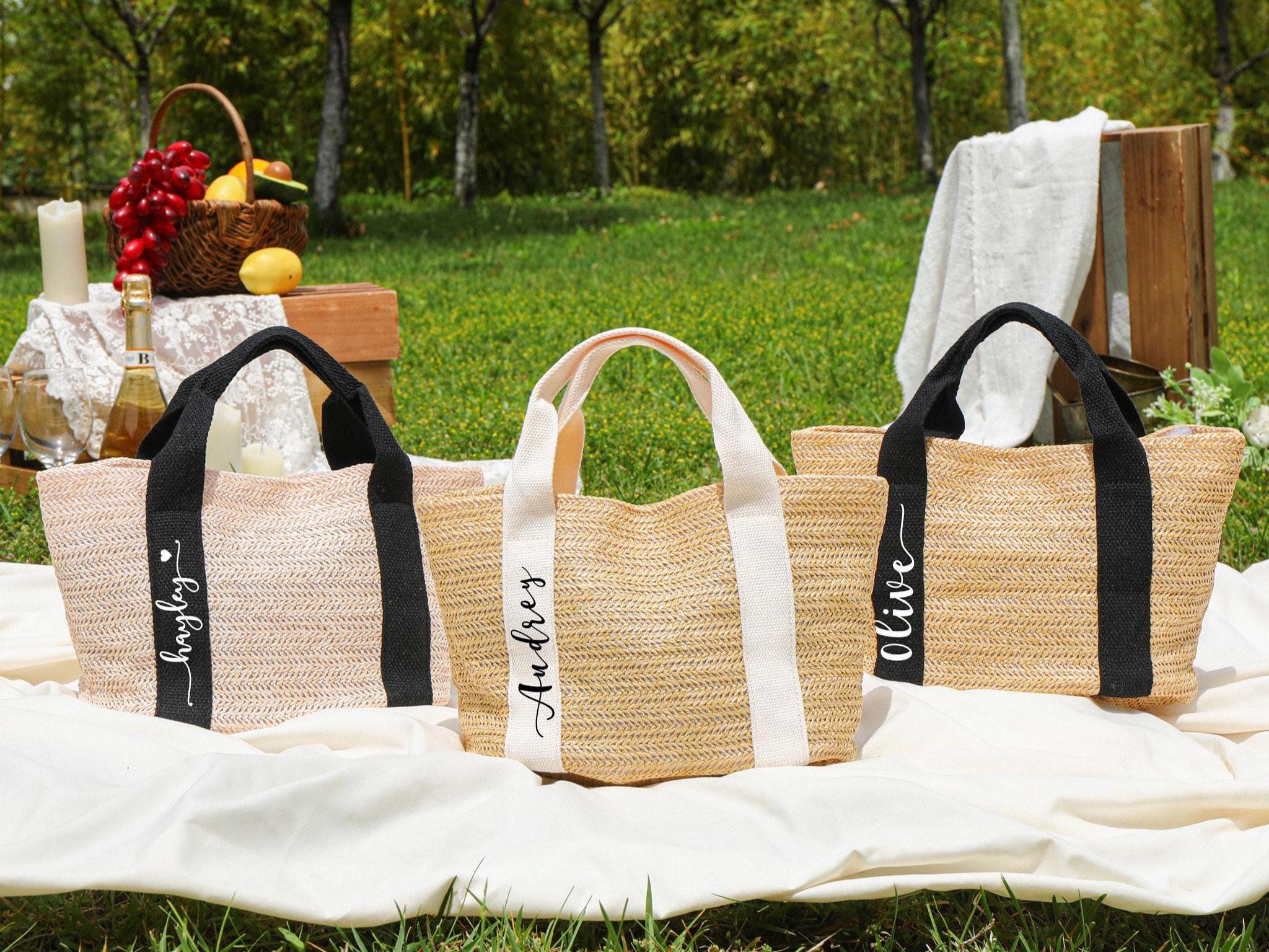 Custom Beach Straw Bags, Bachelorette Tote Bag, Personalized Scarf Bag, Bridal Shower Bags, Wedding Favors, Bridesmaid Proposal, Burlap Tote