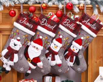 Personalized 3D Christmas Stockings,Embroidered Christmas Stockings,Custom Family Christmas Stocking With Name,Monogram Stocking