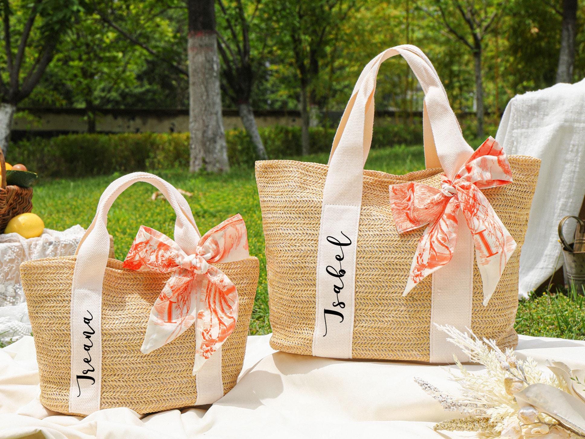 Custom Beach Straw Bags, Bachelorette Tote Bag, Personalized Scarf Bag, Bridal Shower Bags, Wedding Favors, Bridesmaid Proposal, Burlap Tote