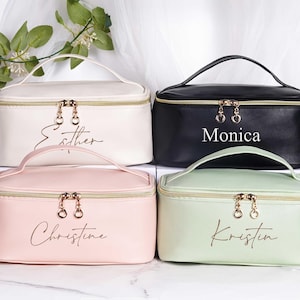 Personalisierte bestickte Make-up-Tasche, Brautjungfer Vorschlag, Kosmetiktasche mit großer Kapazität, Brautjungfer Make-up-Tasche, Geschenk zum Valentinstag für sie.