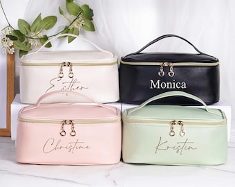 Trousse de maquillage brodée personnalisée, proposition de demoiselle d'honneur, trousse à maquillage de grande capacité, trousse de maquillage de demoiselle d'honneur, cadeau de Saint-Valentin pour elle.