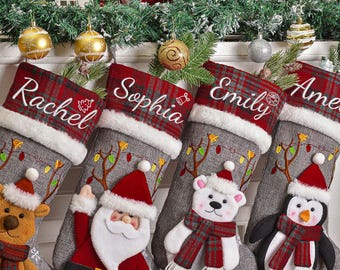 Bas de Noël pour la famille, bas de Noël 3D personnalisés avec nom, cadeaux de Noël pour la famille, bas à monogramme, décoration de bas de Noël