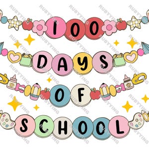 100 Days Of School Bracelet PNG,100 Days of School Png,Teacher Gifts, Retro School Png,Retro 100 Days Of School png,