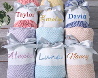 Custom Cotton Towel, Bachelorette Party Favor, Personalized Beach Towel, Bridesmaid Gift, Mother's day Gift,Custom Gift for Her,Wedding Gift