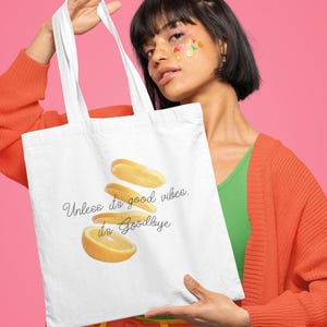Good Vibes Only Tote Bag: Eco-Friendly Cotton Canvas Shopping Bag