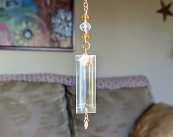 Golden Sun Goddess Glass and Crystal Beaded Sun Catcher Strand