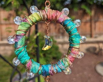 Gentle Spirit Suncatcher Boho Beads Crescent Moon