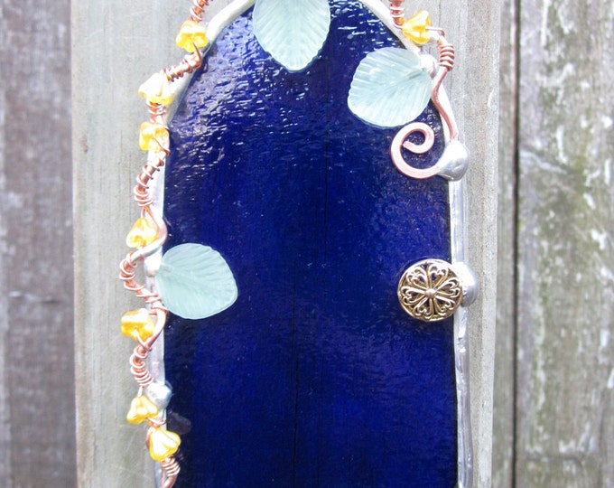 Royal Blue Soldered Stained Glass Fairy Door Etsy