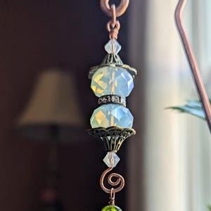 Glass Beaded Opal Glow Fairy Lantern Sun Catcher Plant Jewelry Stake