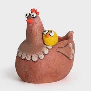 Mama Hen & Chicks Blobhouse Planter – Whimsical Chicken Garden Pot – Cute Gift for Plant Lovers