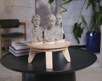 Plato giratorio de madera de haya para cerámica – Soporte giratorio de 30 cm para modelar arcilla