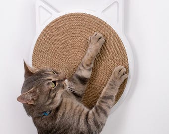 Wall Mounted Cat Scratcher, Sisal Cat Scratching Post, Modern Cat Furniture, Space Saving Cat Scratcher, Wooden Cat Scratcher