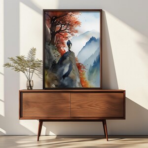 Arte mural de paisajes, póster de naturaleza, decoración bohemia para el hogar, arte de senderismo, póster de acuarela, regalo para amantes de las actividades al aire libre, arte bohemio, decoración de sala de estar