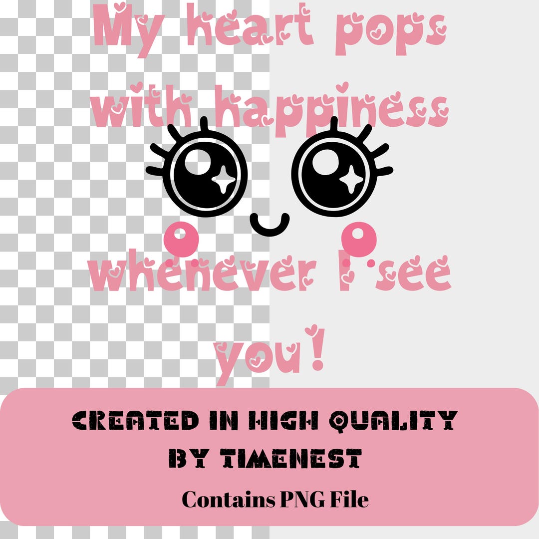 Valentines Day Sublimation PNG, Kawaii Heart Design, Cute Printable Art ...