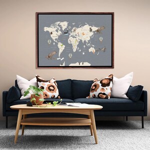 Dekorative Weltkarte Wandkunst für Kinderzimmer, Wohnkultur Leinwand, Housewarming Geschenke, klassische Leinwandkunst, große Wandbehang
